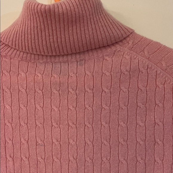Marina Luna 100% Cashmere Pink Cable Knit Turtleneck Sweater - Picture 4 of 5